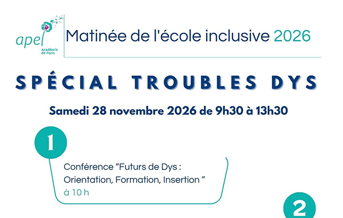28 novembre 2026 : matinée de l’Apel Paris « École inclusive »